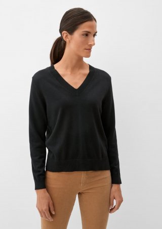 s.Oliver Feinstrickpullover aus Viskosemix - schwarz