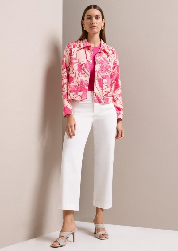 s.Oliver Croped Hose / Regular Fit / High Rise / Wide Leg - ecru