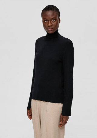 s.Oliver Rollkragenpullover aus Viskosemix - schwarz