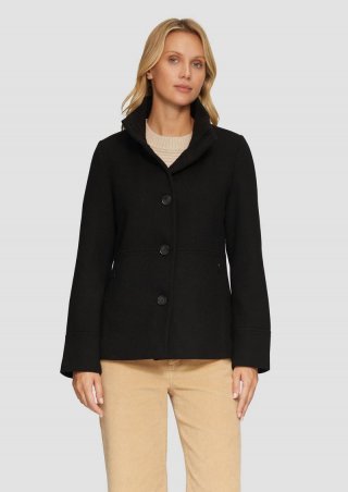 s.Oliver Twilljacke mit Strick-Stehkragen und Eingrifftaschen - schwarz