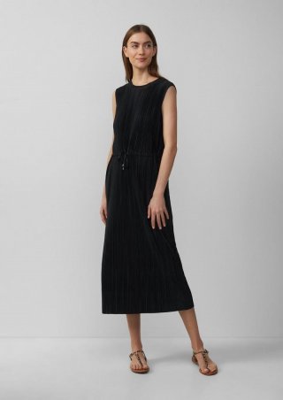 s.Oliver Gestreiftes Kleid im Relaxed Fit mit überschnittenen Schultern - schwarz