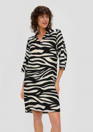 s.Oliver Kurzes Leinenkleid - schwarz
