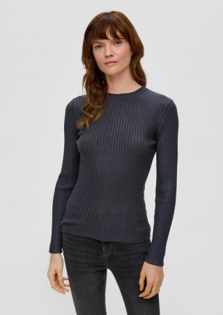 s.Oliver Rippstrickpullover aus Viskosemix - dunkelgrau