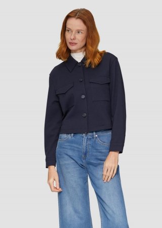 s.Oliver Verkürzte Jacke mit Faltendetail am Rücken - navy