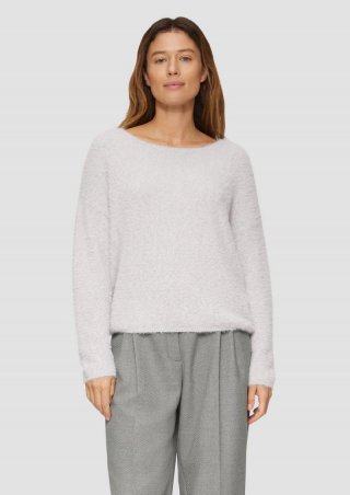 s.Oliver Flauschiger Strickpullover mit Glitzer - taubengrau