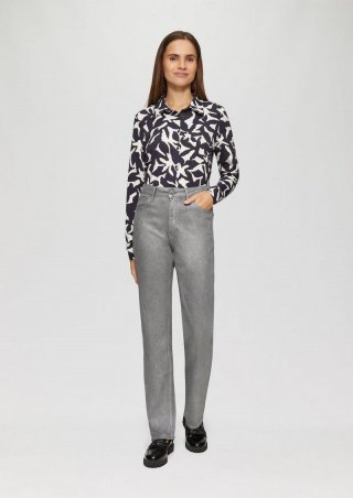 s.Oliver Jeans Karolin / Regular Fit / High Rise / Straight Leg / mit Glitzereffekt - grau