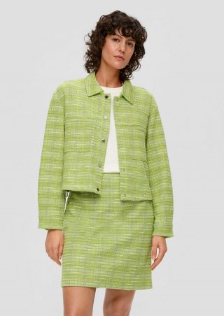 s.Oliver Kastige Bouclé-Jacke mit Durchzugkordel - hellgrün