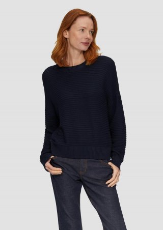 s.Oliver Oversized Strickpullover mit Strukturdetails - navy