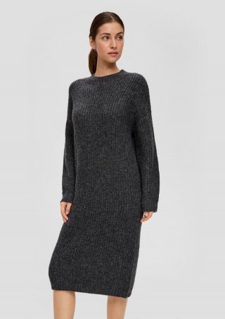 s.Oliver Midi-Kleid aus Strick - dunkelgrau