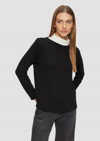 s.Oliver Strukturiertes Sweatshirt mit Rundhalsausschnitt - schwarz