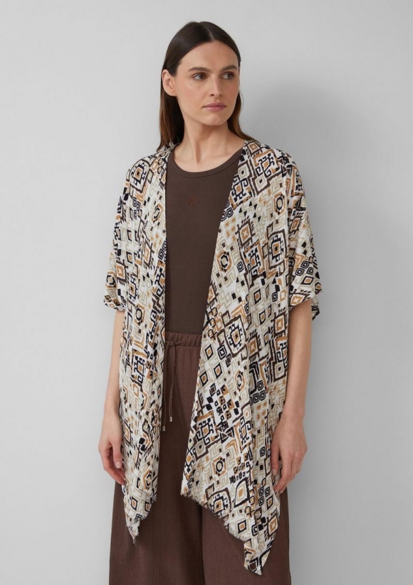 s.Oliver Poncho mit Artwork - hellbraun