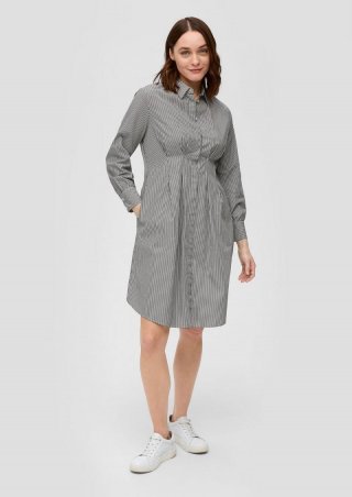 s.Oliver Gestreiftes Hemdblusenkleid aus Popeline - schwarz