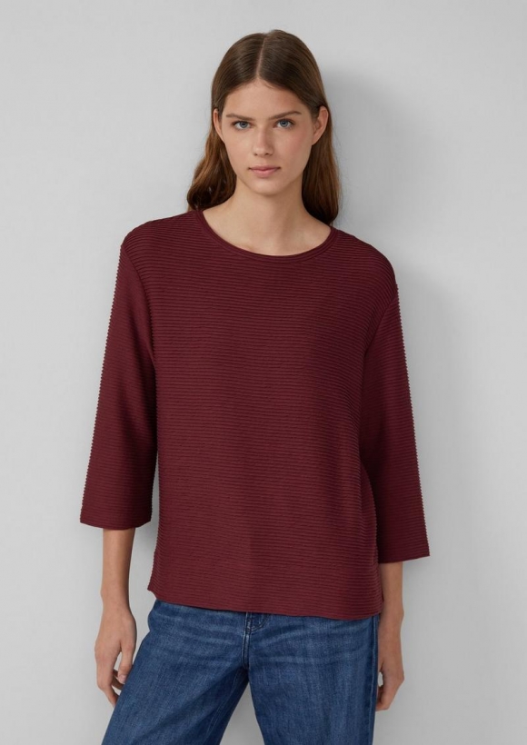 s.Oliver Leichtes Sweatshirt mit Struktur - bordeaux