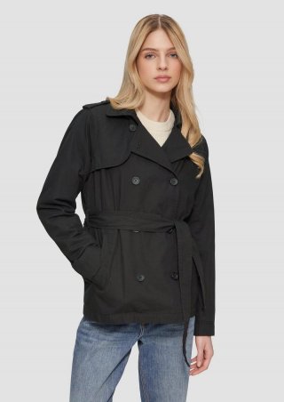 s.Oliver Kurzer Trenchcoat aus Baumwolle mit Gürtel - schwarz