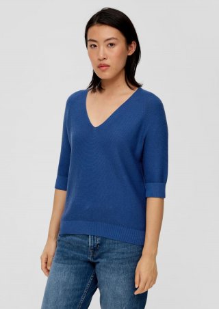 s.Oliver Strickpullover aus Viskosemix - dunkelblau