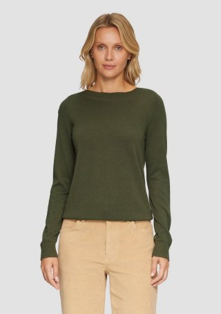 s.Oliver Strickpullover mit U-Boot-Ausschnitt - olivgrün