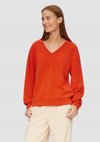 s.Oliver Scuba-Sweatshirt mit V-Ausschnitt - orange