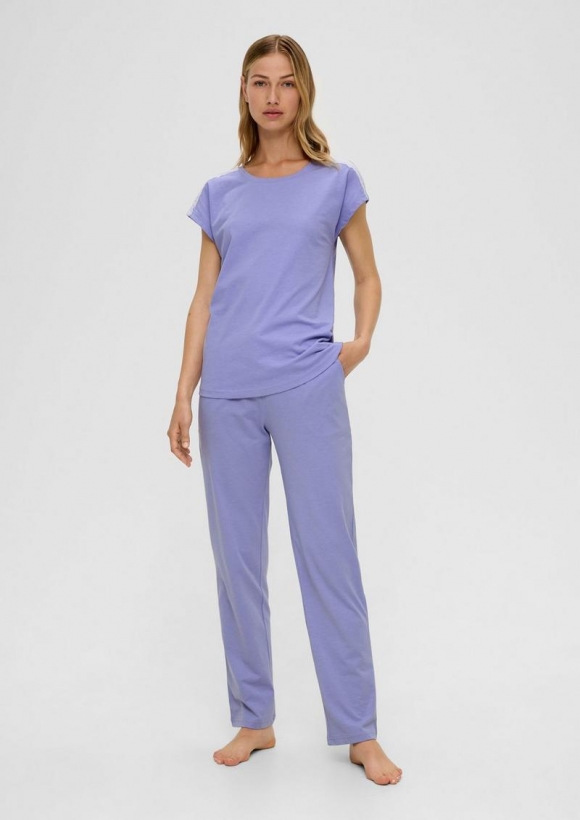 s.Oliver Pyjama-Set mit Spitzen-Detail - hellblau