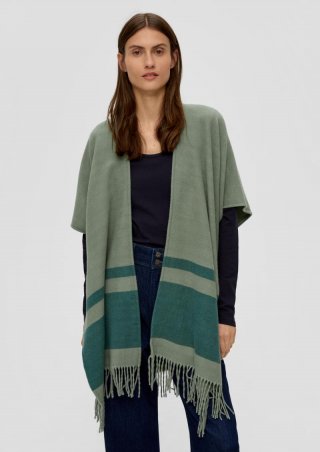 s.Oliver Poncho mit Streifenmuster - grün