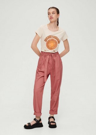 s.Oliver Paperbag-Hose aus Leinenmix - papaya