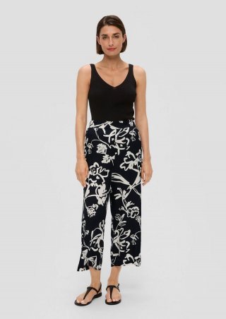 s.Oliver Regular: Satinhose mit weitem Bein - schwarz