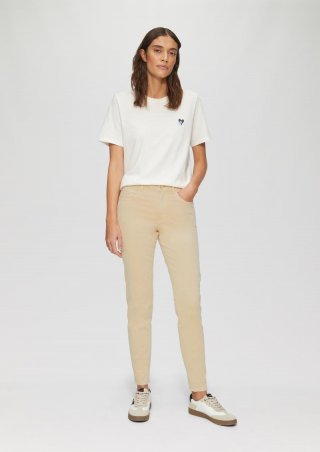 s.Oliver Gewaschene Hose im Slim Fit aus Baumwollsatin - sandstein
