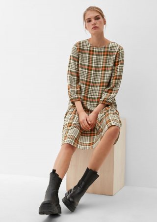 s.Oliver Volantkleid aus Viskosemix - olivgrün