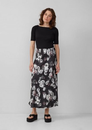 s.Oliver Rock mit All-over-Print in Satinoptik - schwarz