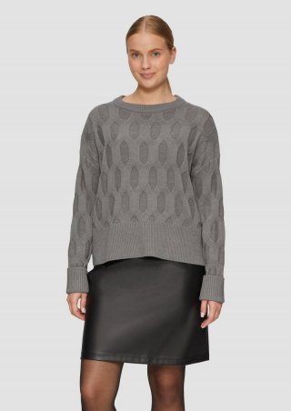 s.Oliver Oversized Pullover mit Strickmuster - graphit
