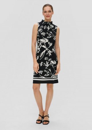 s.Oliver Jerseykleid mit Faltenausschnitt - schwarz