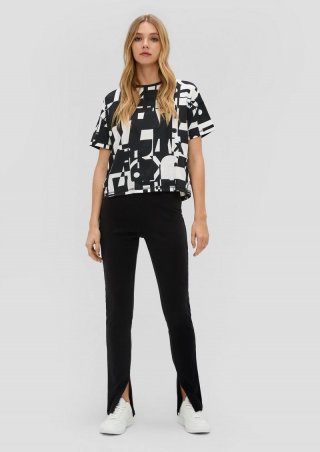 s.Oliver Skinny: Leggings mit Rippstruktur - schwarz
