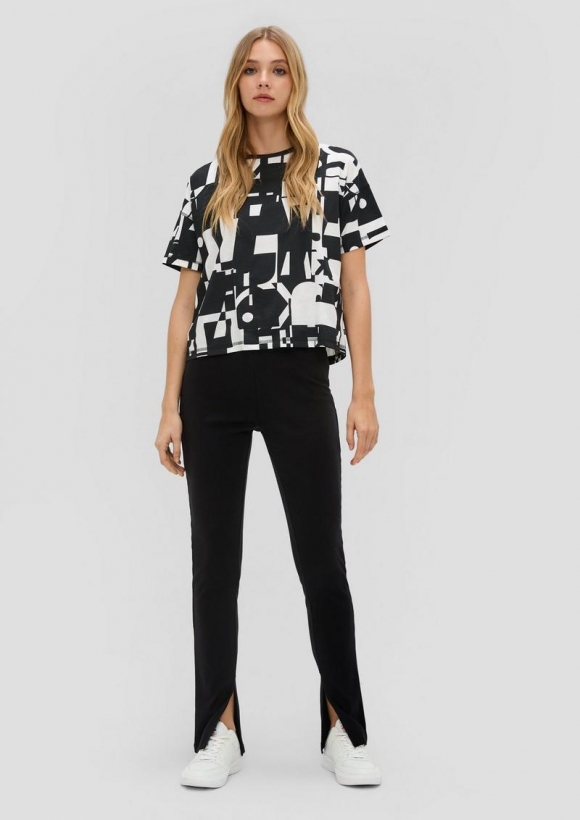 s.Oliver Skinny: Leggings mit Rippstruktur - schwarz