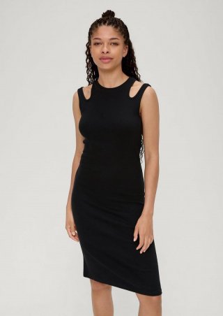 s.Oliver Rippstrick-Kleid mit Cut Outs - schwarz