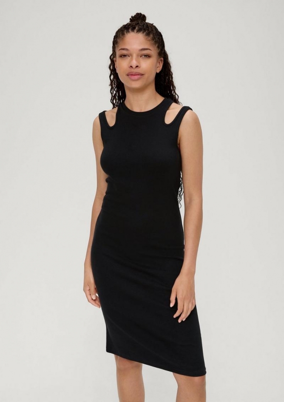 s.Oliver Rippstrick-Kleid mit Cut Outs - schwarz