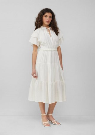 s.Oliver Midikleid mit Volant-Details | QS x Debi Flügge - ecru
