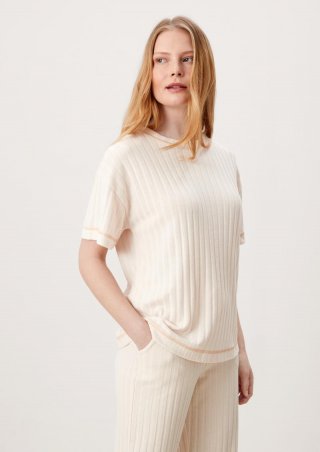 s.Oliver Pyjamaoberteil aus Rippware - helles beige