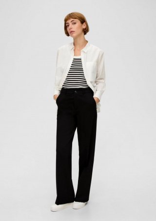 s.Oliver Hose aus Interlockjersey mit Twillstruktur und Wide Leg - schwarz