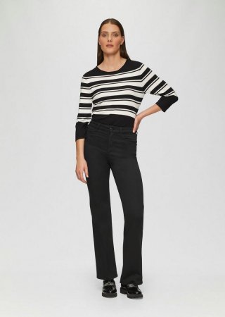 s.Oliver Jeans / High Rise / Flared Leg / Bügelfalten - schwarz