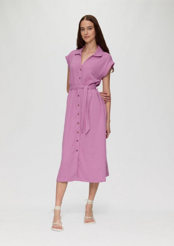 s.Oliver Ärmelloses Hemdblusenkleid mit Bindegürtel - lavendel