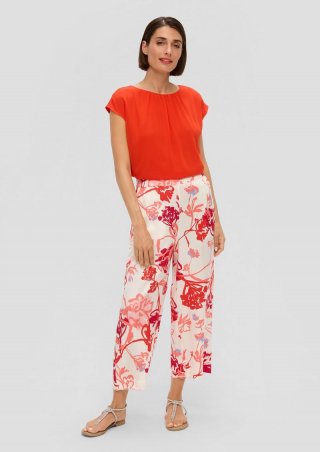 s.Oliver Regular: Satinhose mit weitem Bein - ecru