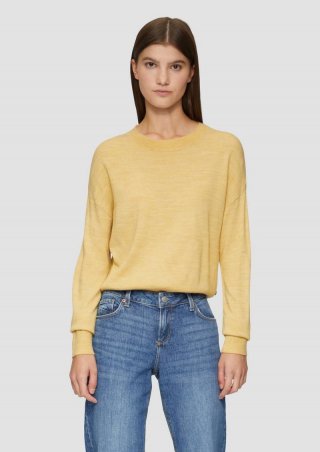 s.Oliver Verkürzter Strickpullover in Melange-Optik - gelb