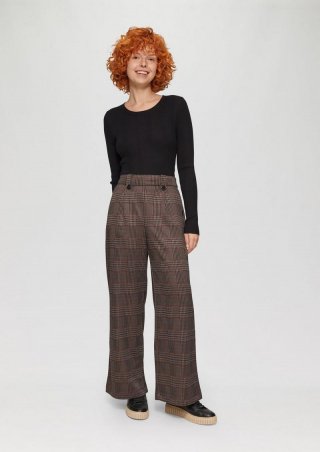 s.Oliver Gemusterte Wide-Leg-Hose aus Interlock-Jersey - braun