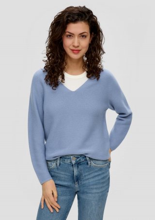s.Oliver Strickpullover mit V-Ausschnitt - blassblau