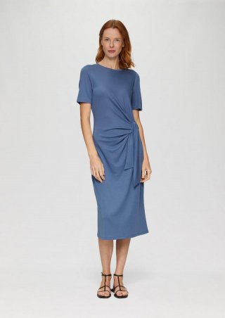 s.Oliver Midikleid aus Jersey mit Knoten-Detail - hellblau