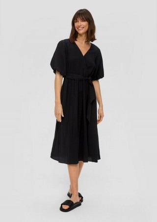 s.Oliver Wickelkleid aus Viskosemix - schwarz