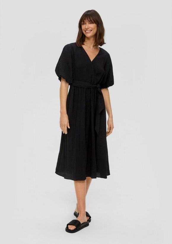 s.Oliver Wickelkleid aus Viskosemix - schwarz