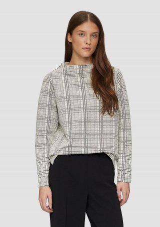 s.Oliver Gemustertes Sweatshirt mit Turtleneck - ecru