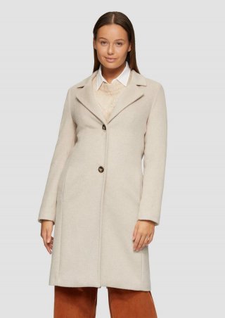 s.Oliver Weicher Wollmantel mit Reverskragen - beige