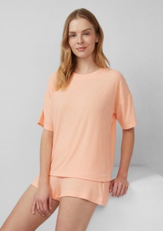 s.Oliver Schlichtes Schlafshirt aus Rippware - hellorange
