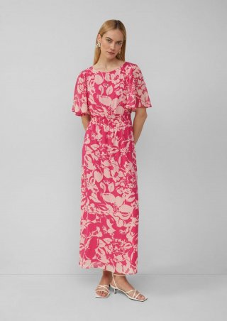 s.Oliver Maxikleid aus Chiffon mit Print - pink